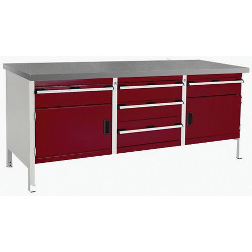 Cubio linoleumsarbejdsbord – 2 døre – 5 skuffer – L2000 mm – Bott