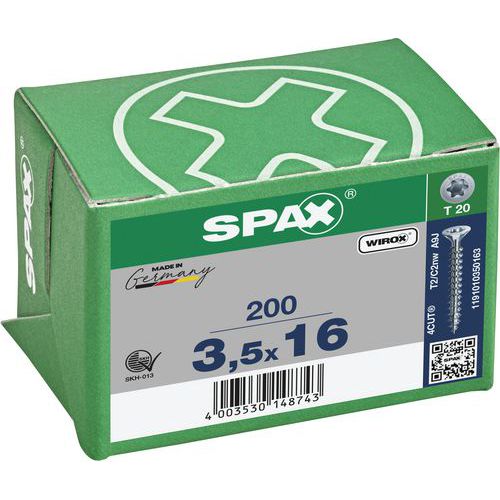 Æske med 200 universalskruer T-Star Plus forsænket hoved TX Ø - Spax
