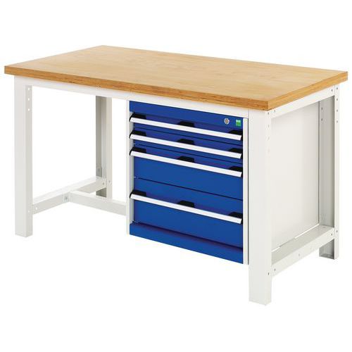 Cubio arbejdsbord med 4 skuffer – Bredde 200 cm – multiplex
