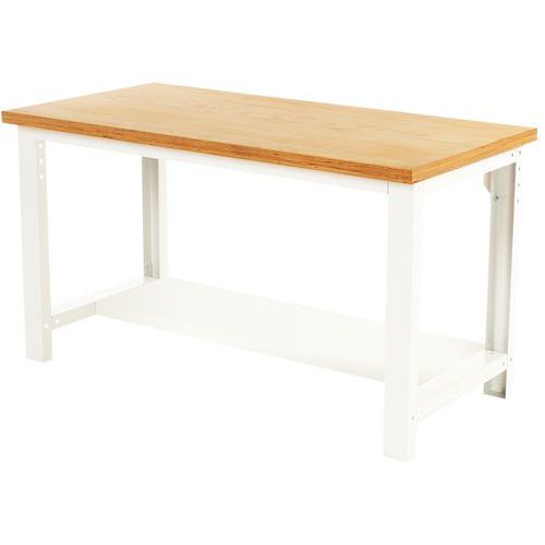 Cubio arbejdsbord med fast hylde – Bredde 200 cm – multiplex