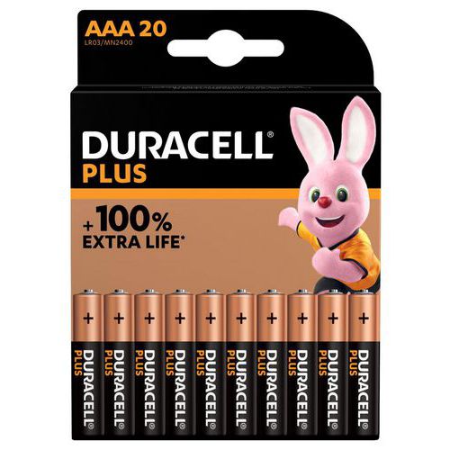 Batteri alkalisk AAA Plus 100% - 20 stk - Duracell Batteri alkalisk AAA Plus 100% - 20 stk - Duracell