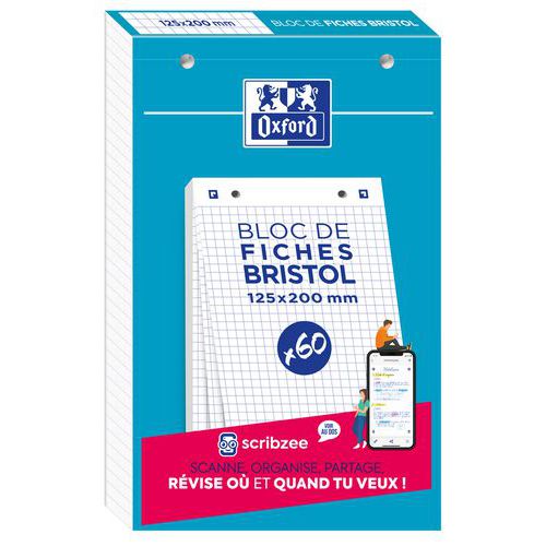 Blok Bristol 125x200 60 kort perforeret Q5/5/5 hvid - Oxford Blok Bristol 125x200 60 kort perforeret Q5/5/5 hvid - Oxford