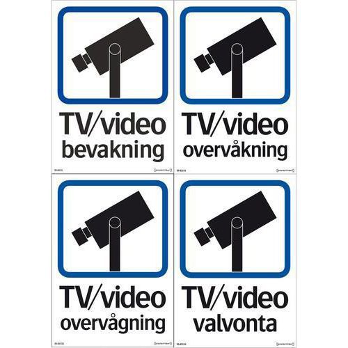Skilt - TV/video overvågning, tosidet