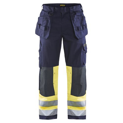 Multinorm Håndværker Buks Marineblå/High Vis Gul