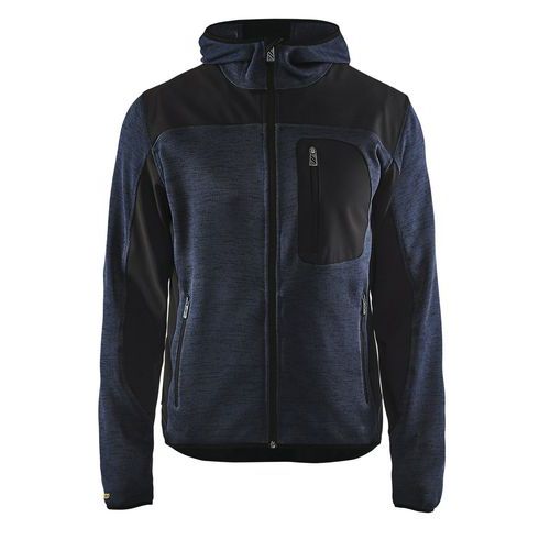 Strikket jakke med softshell Mørk Marineblå/Sort