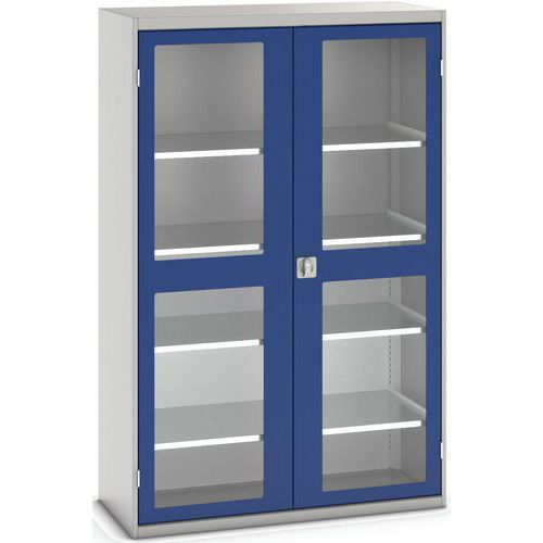 Skab Verso med transparente døre og 4 hylder 1300x550x2000 – Bott