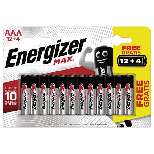Max AAA/LR03-batterier - Pakke med 12+4 - Energizer