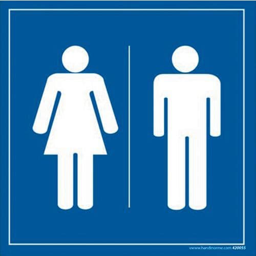 Toiletskilt med mand-kvinde-piktogram
