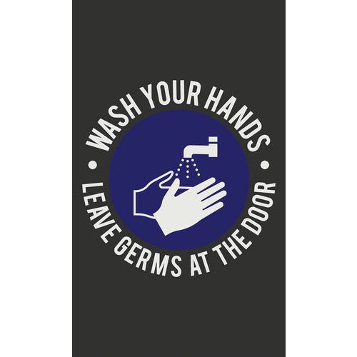 Vaskbar måtte med tryk Vask dine hænder – engelsk