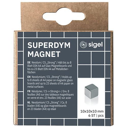Magneter til glaswhiteboard - 10 mm - 6 stk - Strong - C5 - Sigel