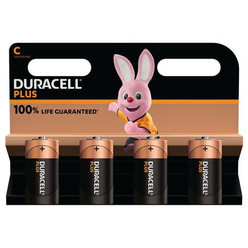 Plus 100% alkalisk C-batteri - 2 eller 4 enheder - Duracell