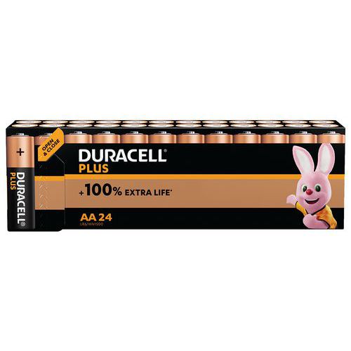 Plus 100% alkalisk AA-batteri - 24 enheder - Duracell