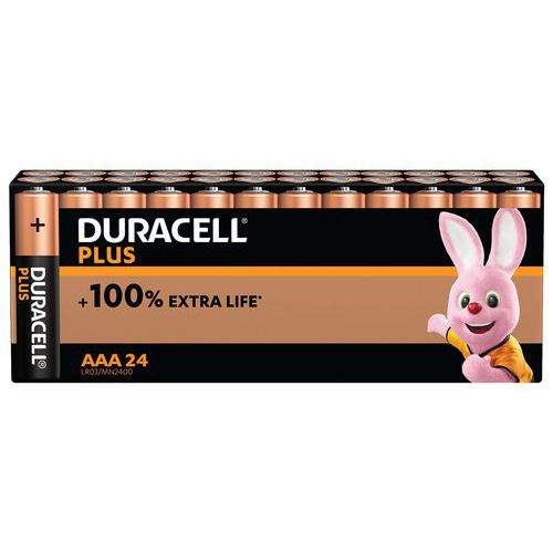Plus 100% alkalisk AAA-batteri - 24 enheder - Duracell