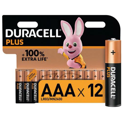 Plus 100% alkalisk AAA-batteri - 4 - 8 eller 12 enheder - Duracell