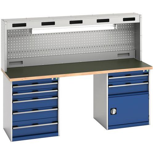 Cubio Combi arbejdsbord med 2 skabe med skuffer – arfenol