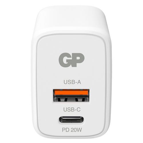 Væglader WM2B, PD 20W, USB-A/USB-C - GP Væglader WM2B, PD 20W, USB-A/USB-C - GP