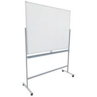 Mobil dobbeltsidet lakeret whiteboard med hylde - Manutan Expert