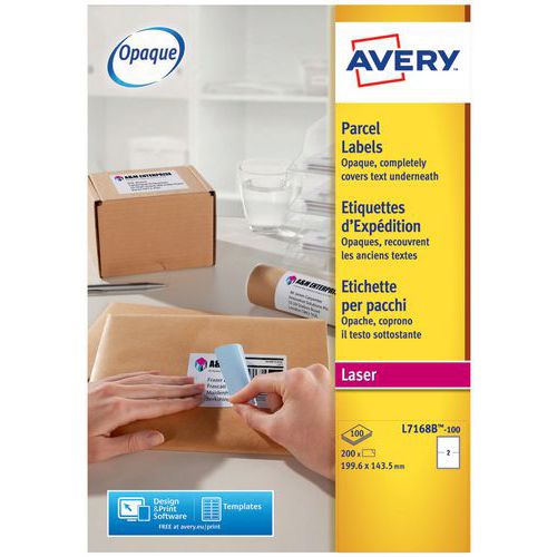 Uigennemsigtig forsendelsesetiket - Hvid - Avery