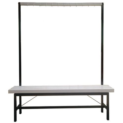 Hvid PVC-bænk med kroge – Skal samles – Manutan Hvid PVC-bænk med kroge – Skal samles – Manutan