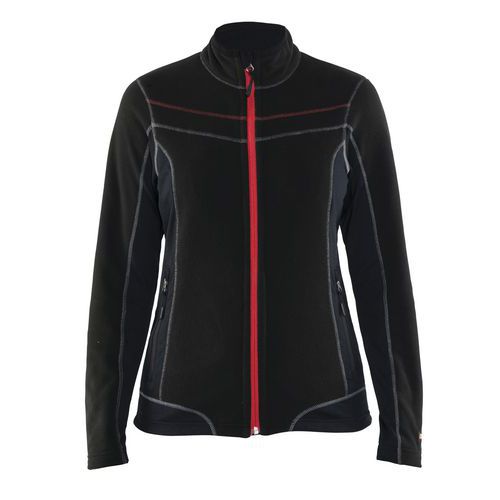 Dame Microfleece Jakke Sort/Rød - Blåkläder